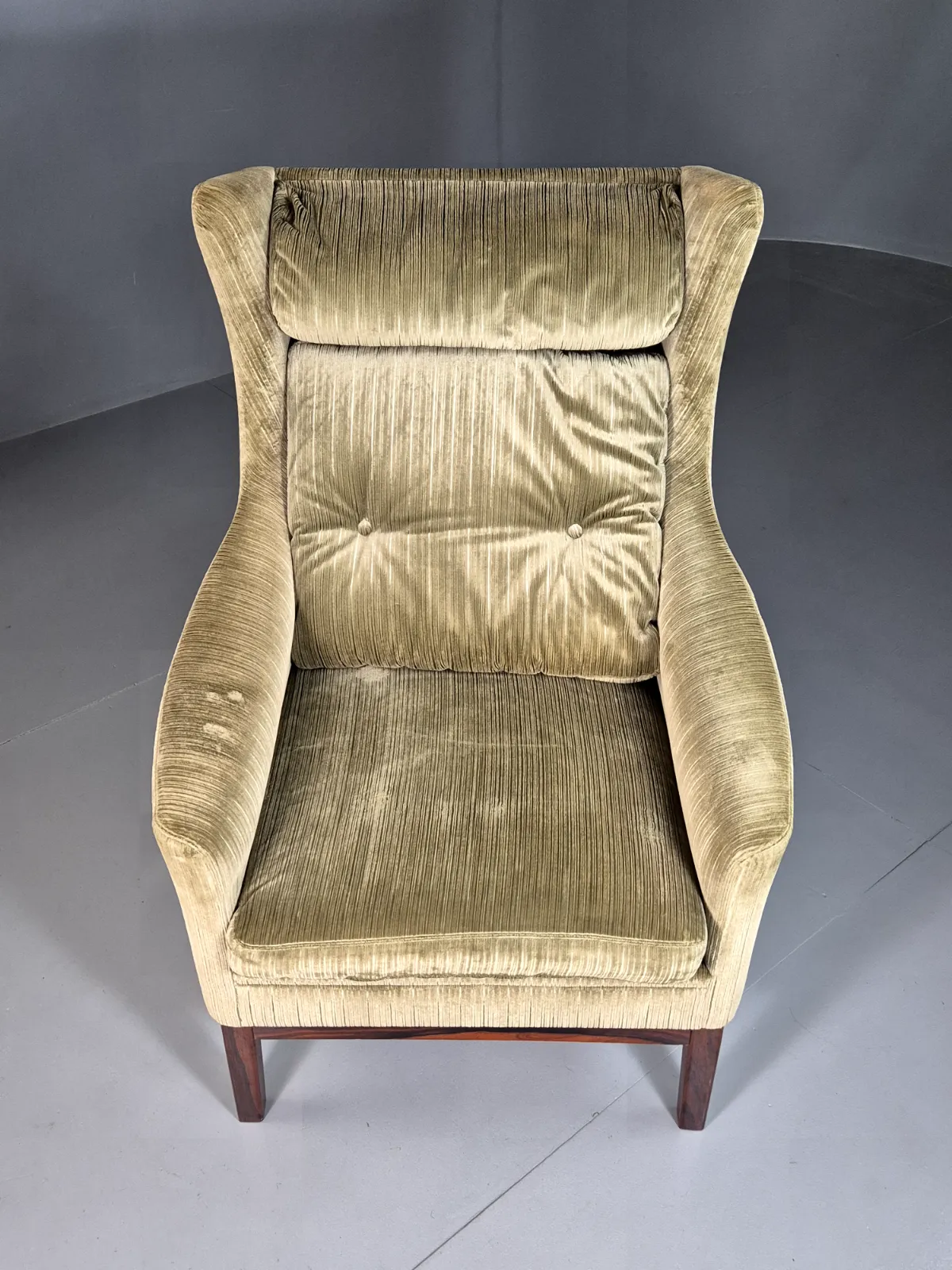 Vintage Swedish Wingback Chair Green Rosewood Bender Ikea 1960s Mcm Eb6997 Mnor photo furniture