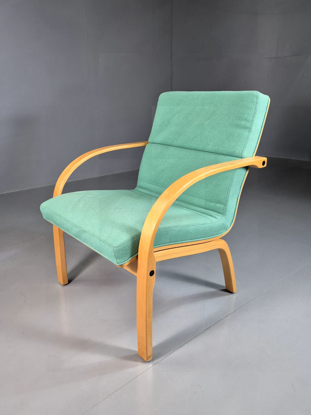 Vintage Danish Lounge Chair Mint Wool Bentwood 1980s Retro Eb7217 Mben