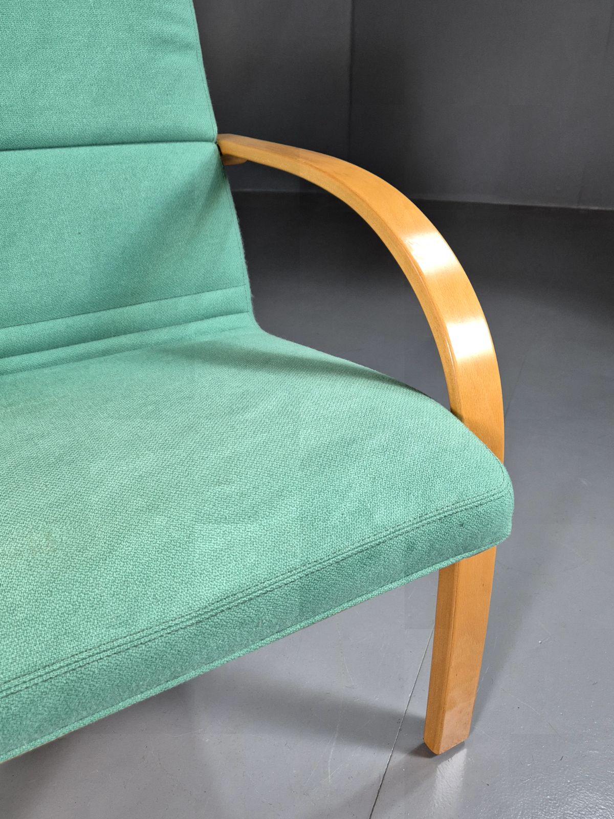 Vintage Danish Lounge Chair Mint Wool Bentwood 1980s Retro Eb7217 Mben photo 175.0