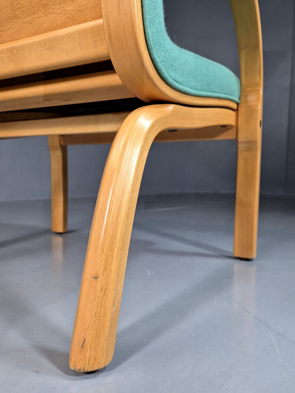 Furniture Vintage Danish Lounge Chair Mint Wool Bentwood 1980s Retro Eb7217 Mben photo