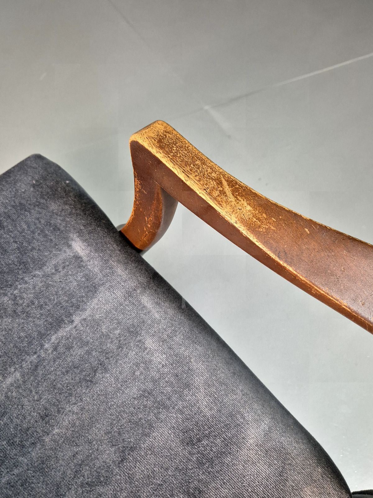 photo vinterior Vintage Lounge Chair Lilac Cotton Velour Beech Parker Knoll Retro Eb7309 Mnor