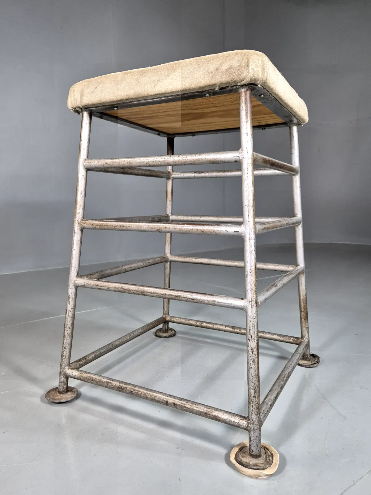 Vintage Gym High Stool Steel And Suede Pommel Mid 20th C Eb7377 Mfoo photo buy