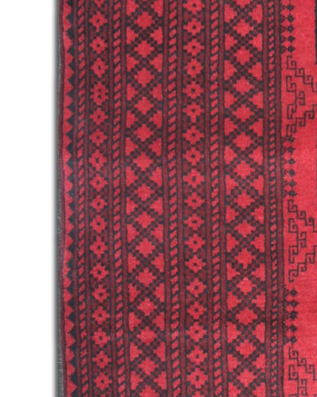Red Wool Handmade Afghan Rug, Large Geometric Tribal Carpet For Living Room photo for sale