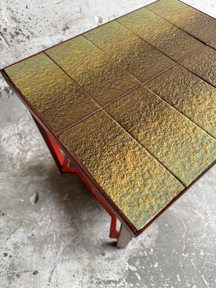 Vintage Ceramic Side Table With Terracotta Metal Frame photo buy