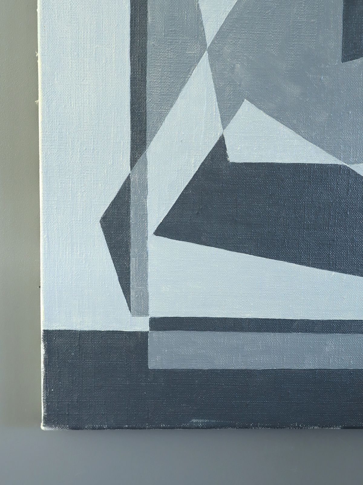Geometry In Grey Oil Painting, Mid 20th Century photo Art