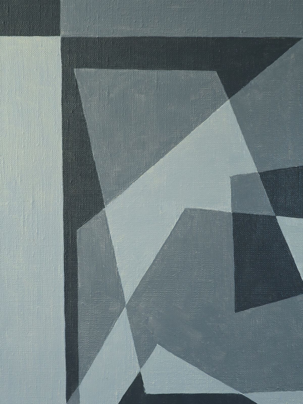 Geometry In Grey Oil Painting, Mid 20th Century photo vinterior