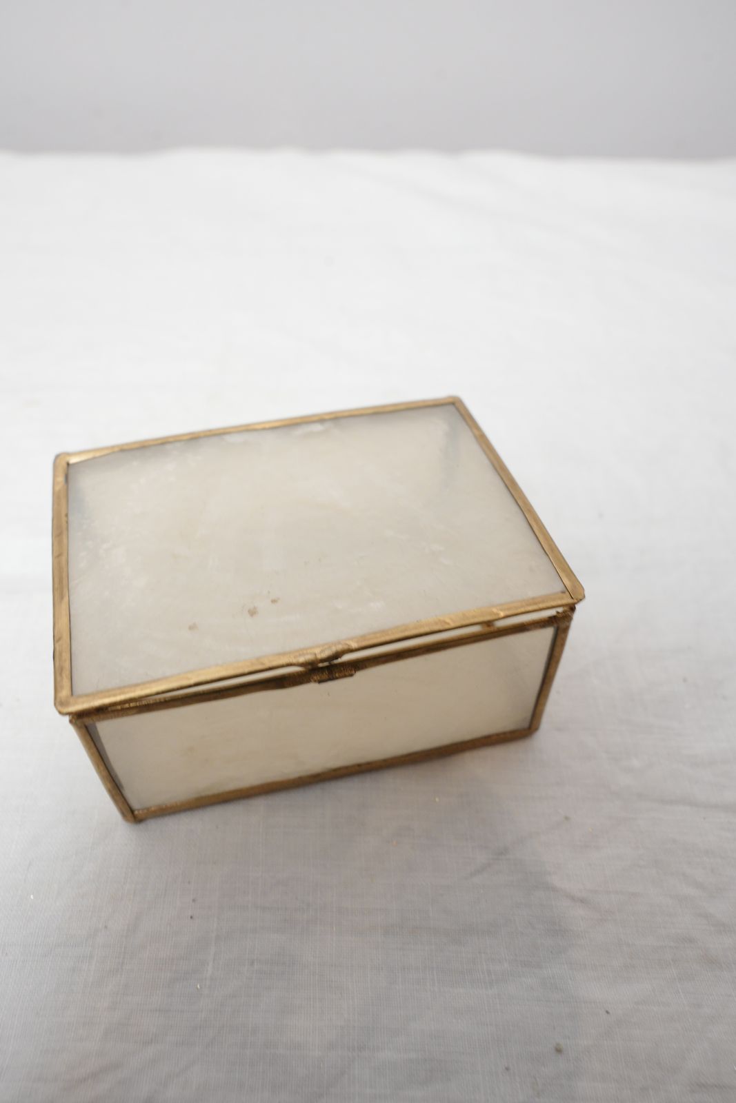Vintage Mother Of Pearl Trinket Jewellery Boxes With Brass Features photo buy