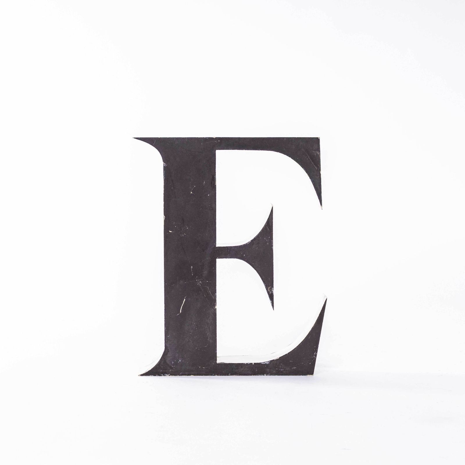 1950's Original Large French Metal Shop Signage Letters   Letter E