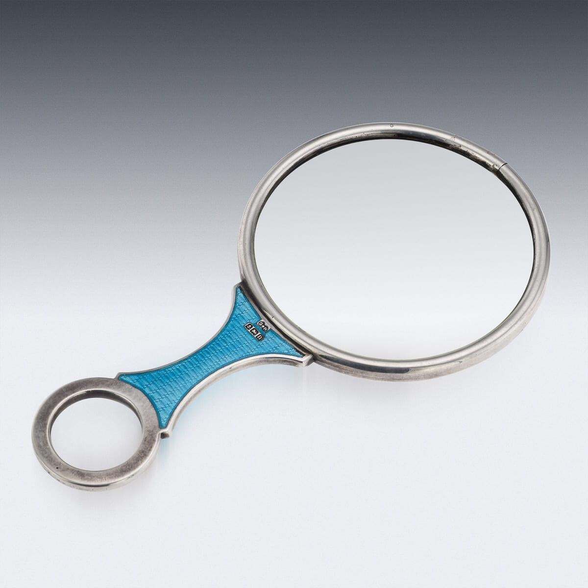 Antique 20thc English Solid Silver & Guilloché Enamel Magnifying Glass C.1912 photo Home Decor