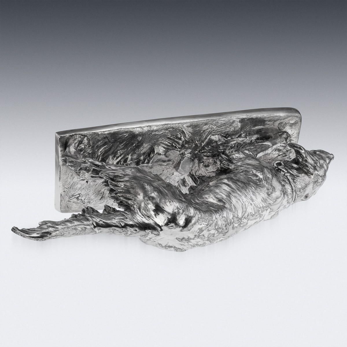 photo furniture Antique 20thc Continental Silver Plated Hunting "Setter Dog" Statue C.1910