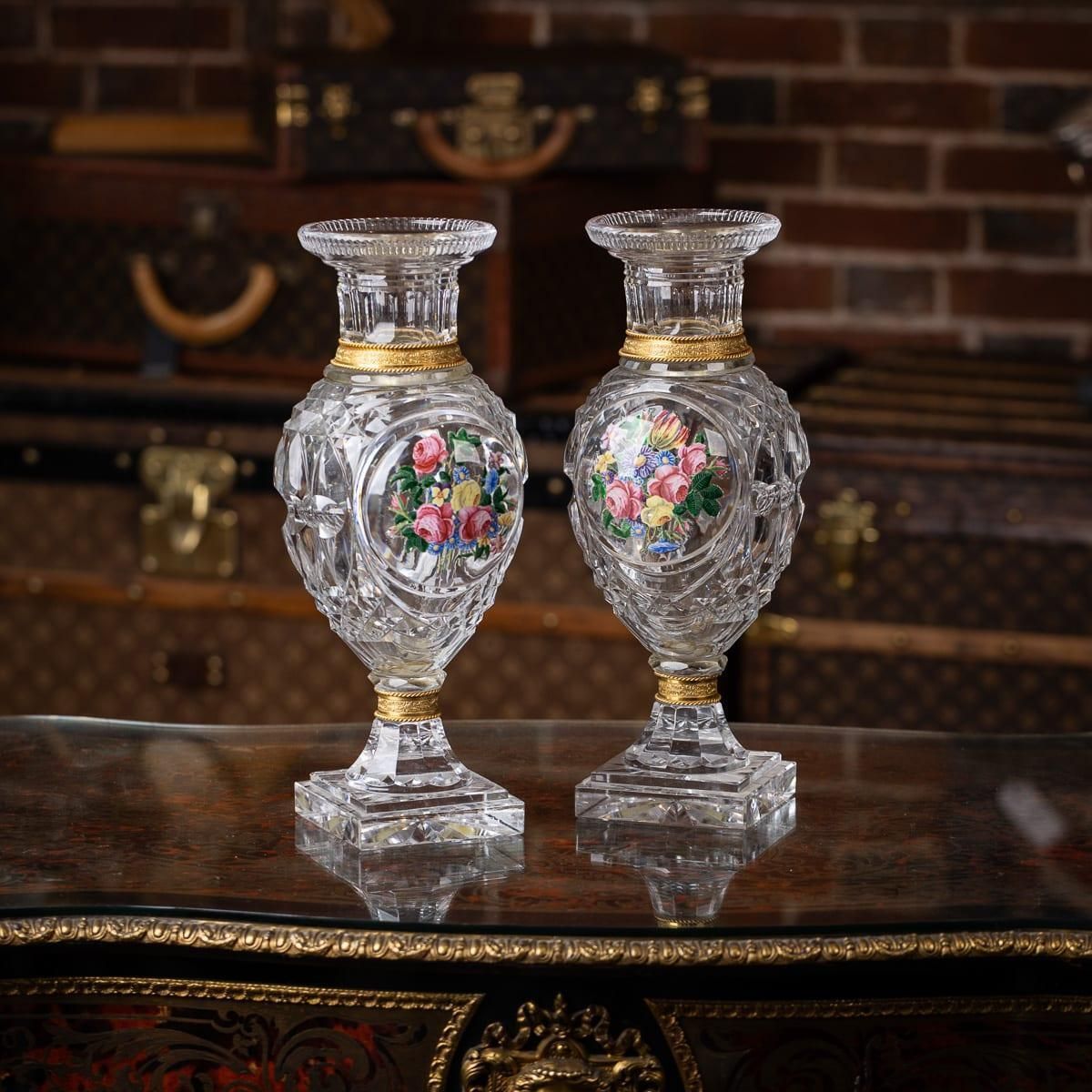 Antique 19thc French Baccarat & Ormolu Mounted "The Jokelson Vases" C.1830 photo furniture