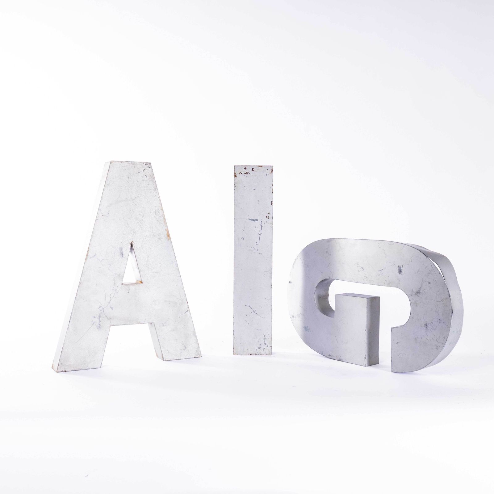 1950's Original Large French Metal Shop Signage Letters   Letter G photo for sale