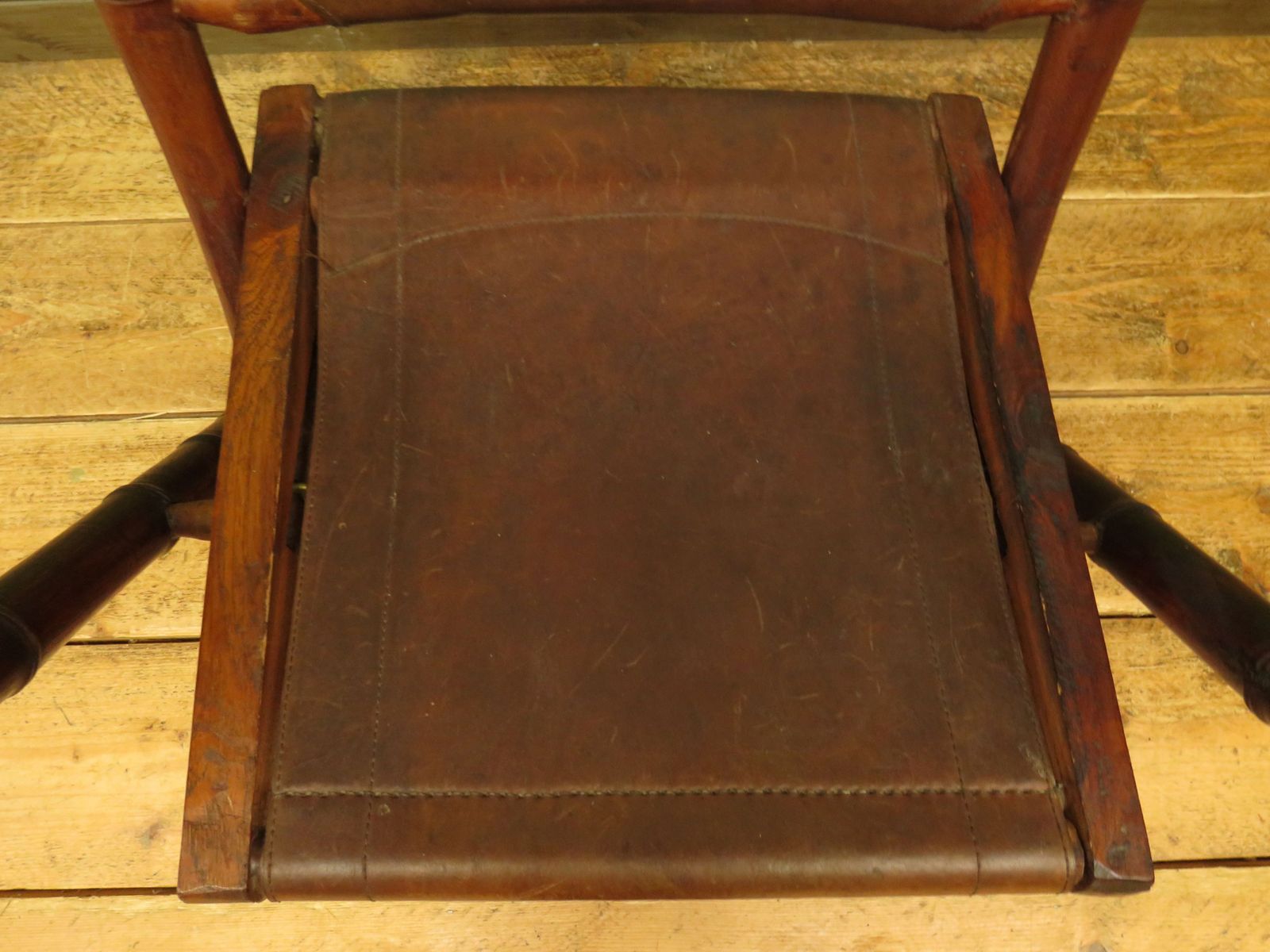 Leather And Faux Bamboo Officers Campaign Chair photo for sale