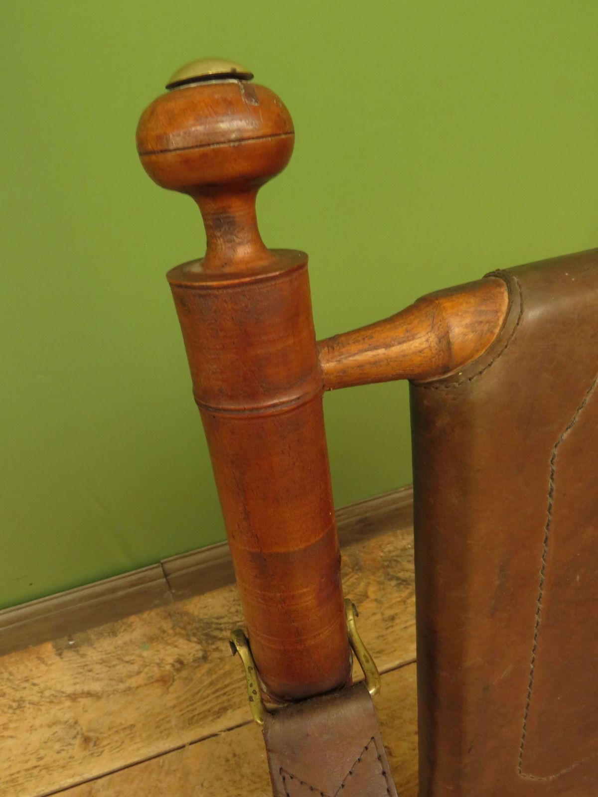 Leather And Faux Bamboo Officers Campaign Chair photo 595.0