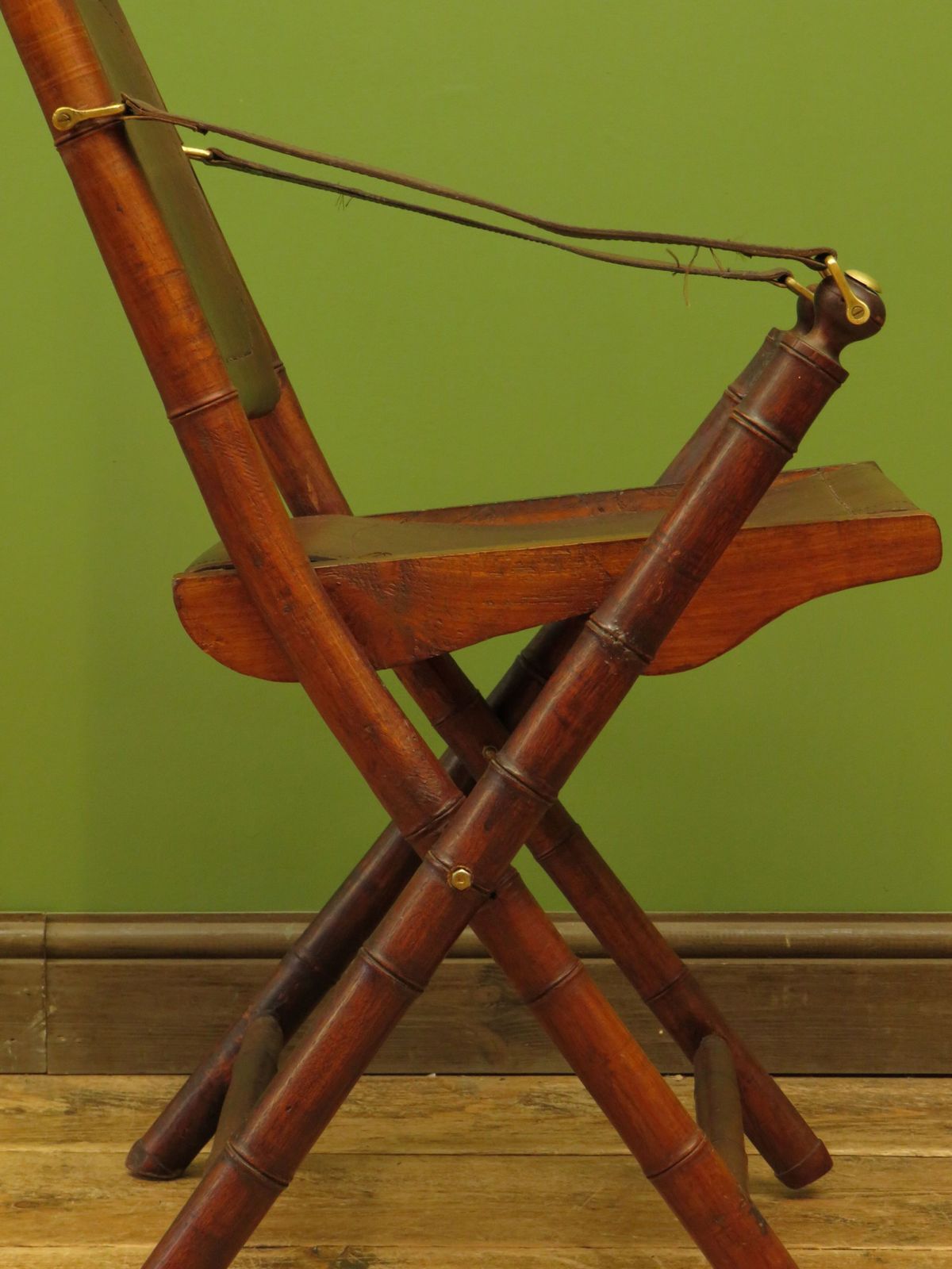 Leather And Faux Bamboo Officers Campaign Chair photo buy