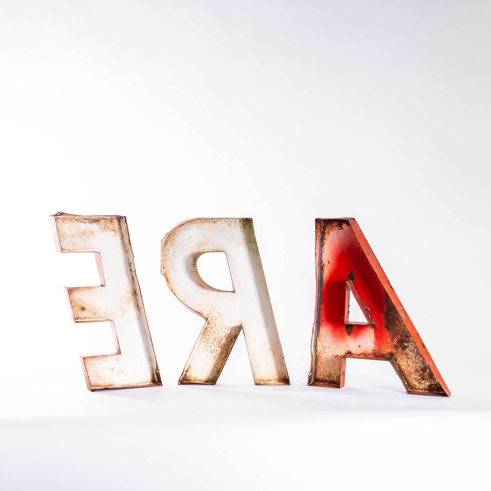 1950's Original Large French Metal Shop Signage Letters   Letter P photo for sale