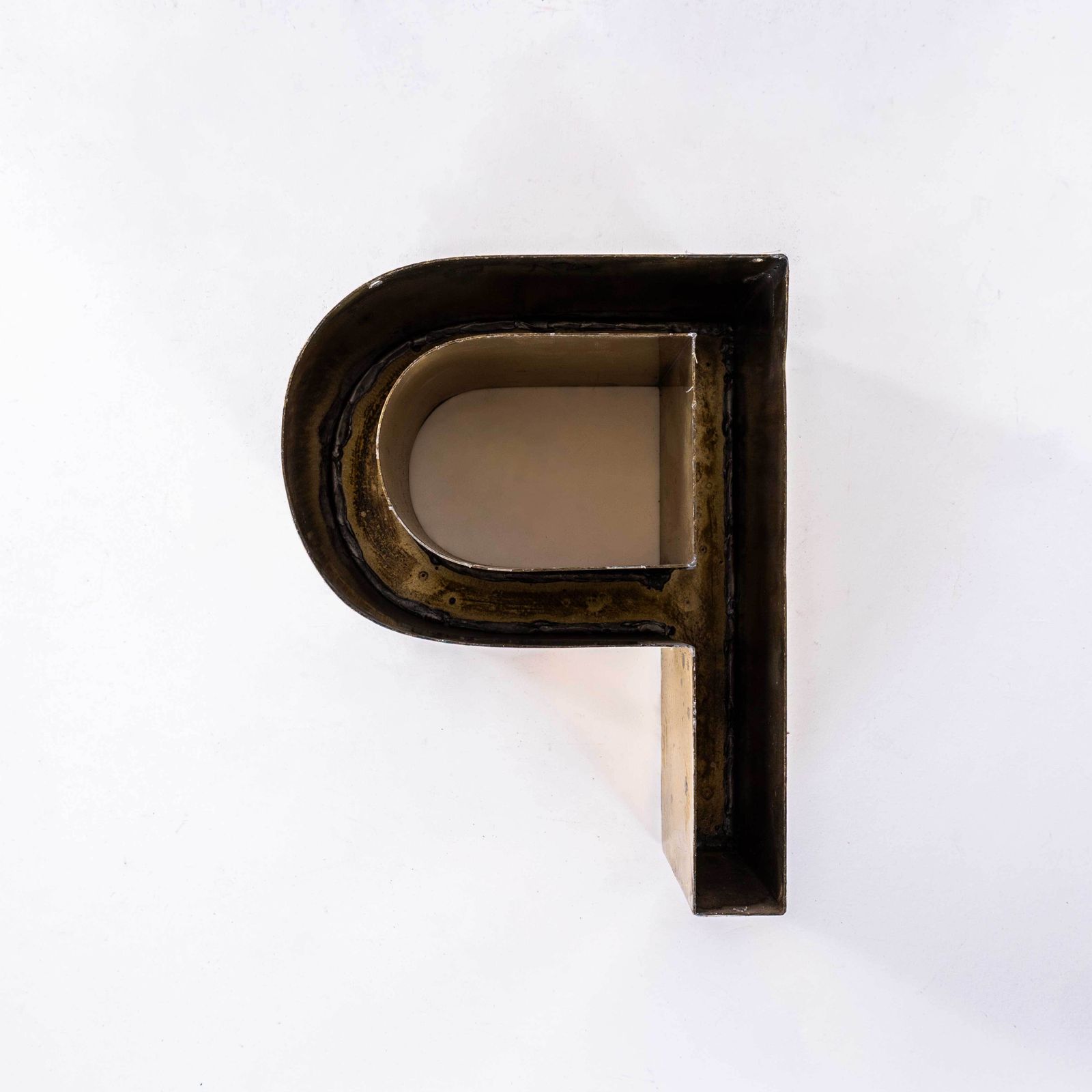 1950's Original Large French Metal Shop Signage Letters   Letter P photo furniture