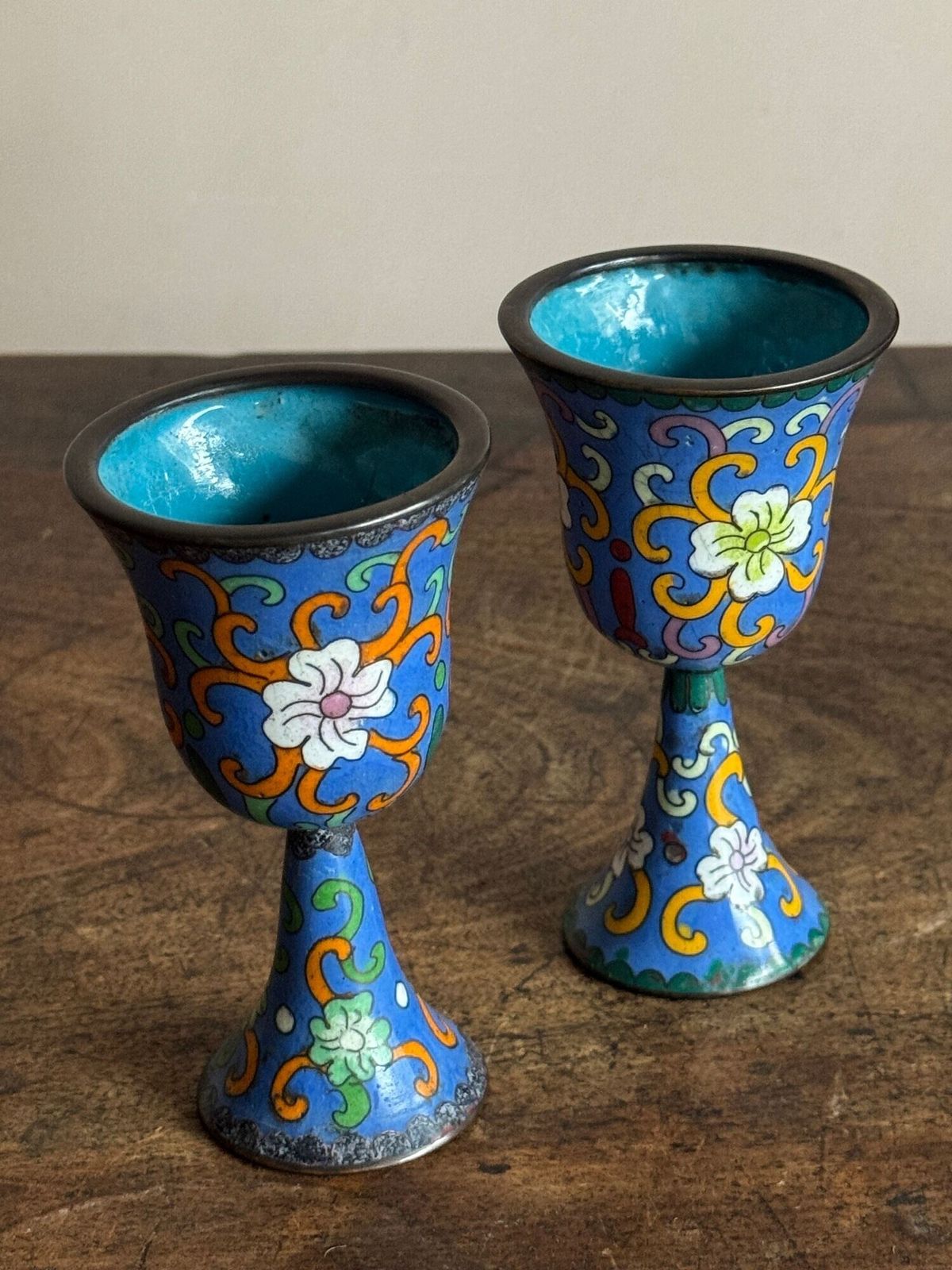 Cloisonné Enamel Ewes And Stem Cups photo furniture