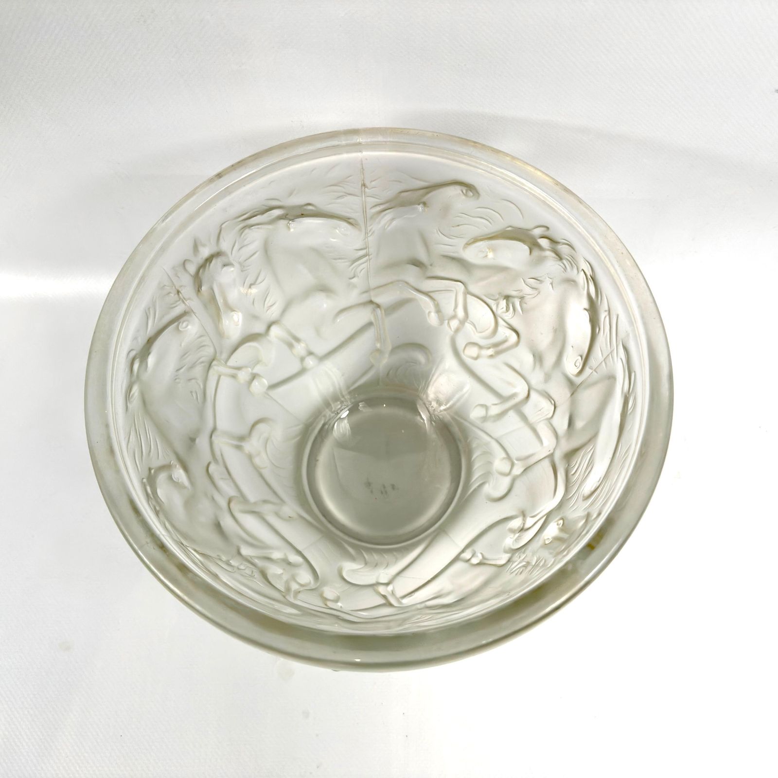 1930s Barolac ‘Horses Of Poseidon’ Vintage Glass Bowl – Josef Inwald Art Deco photo vintage