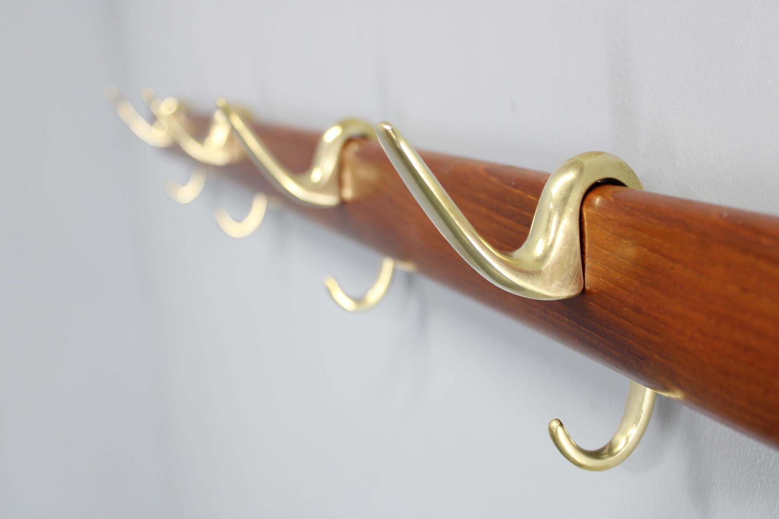 Brass And Teak Coat Hanger By Carl Auböck For Illums Bolighus, Denmark, 1950s — photo Furniture