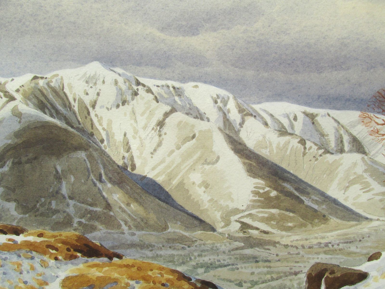 Original Signed Watercolour 'A Winter Landscape'  Geoffrey H Pooley (1908 2006) photo Art