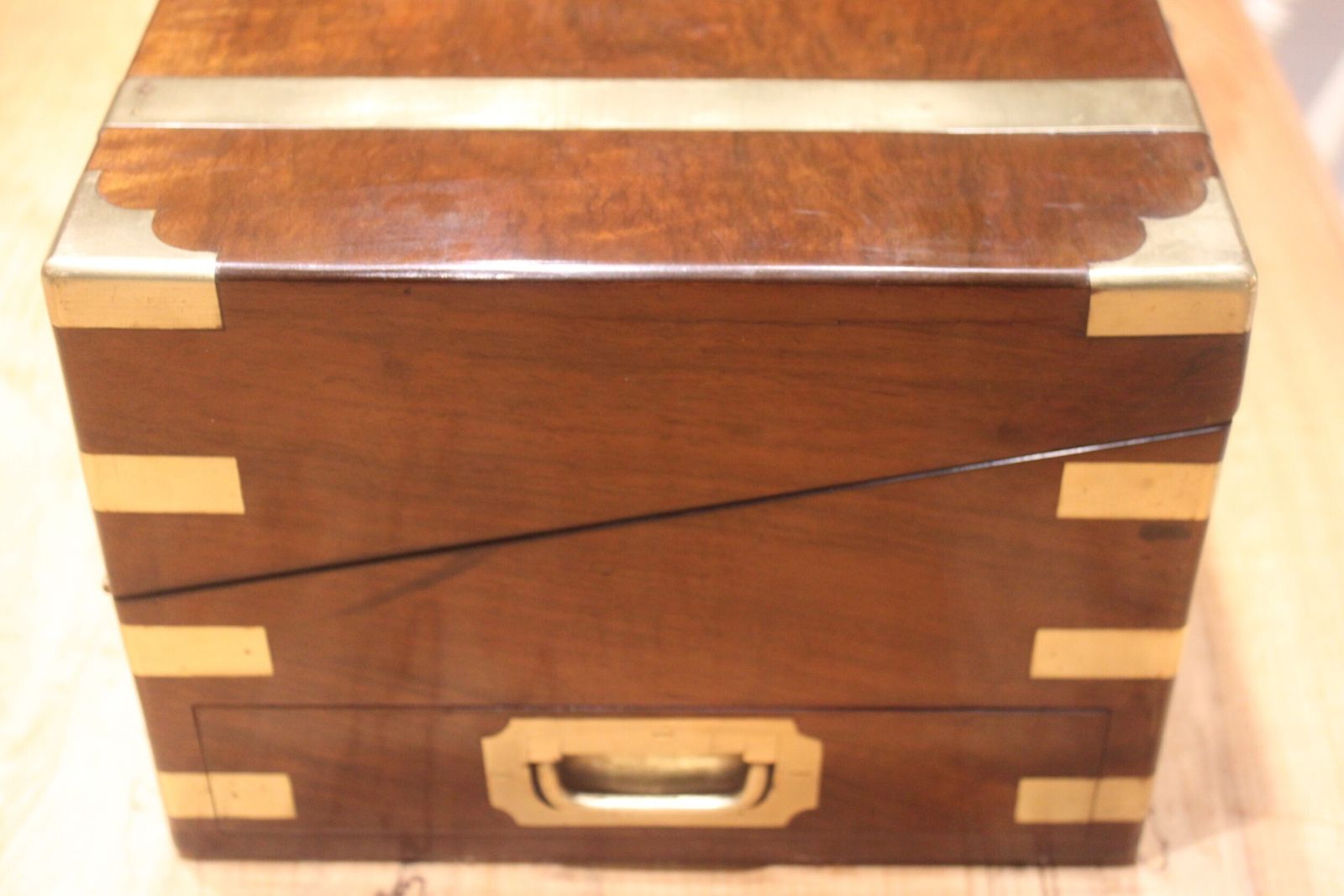 A Large And Impressive Figured Walnut And Brass Bound Writing Slope With Secret Drawers photo furniture