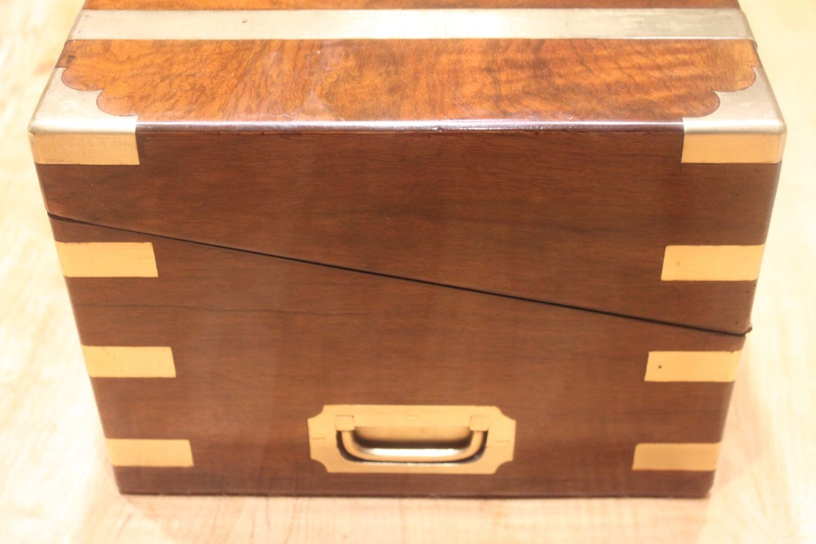 A Large And Impressive Figured Walnut And Brass Bound Writing Slope With Secret Drawers photo Furniture