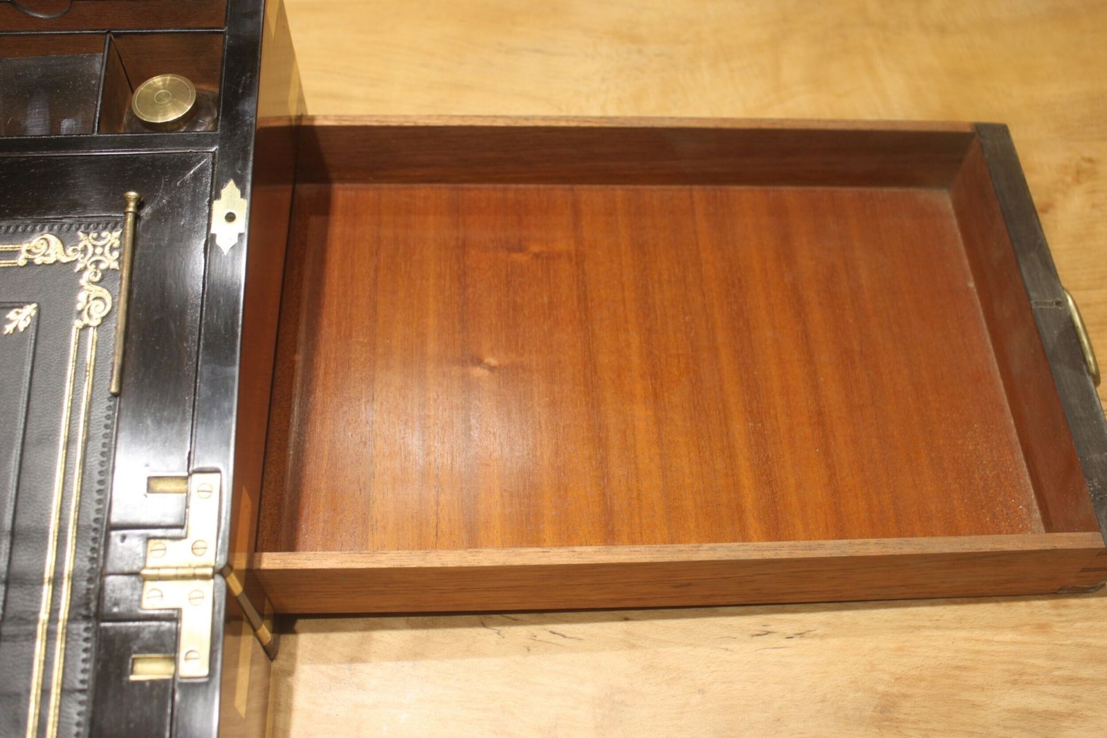 A Large And Impressive Figured Walnut And Brass Bound Writing Slope With Secret Drawers photo vinterior