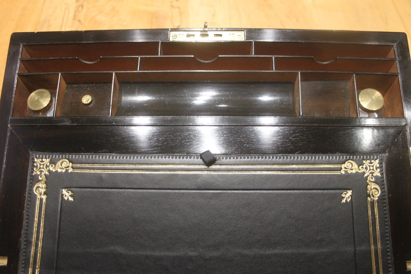 A Large And Impressive Figured Walnut And Brass Bound Writing Slope With Secret Drawers photo vintage