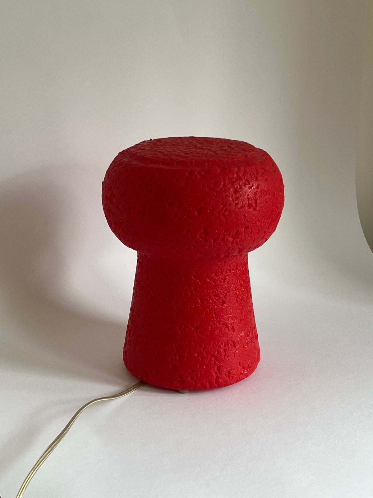 Mid Century Red Champagne Cork Lamp By Pierfrancesco Arnone photo for sale