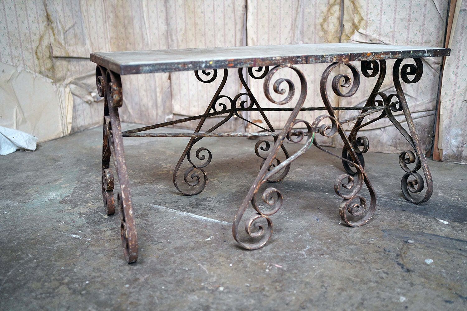 photo furniture A Late 19thc French Iron & Marble Pâtisserie Table