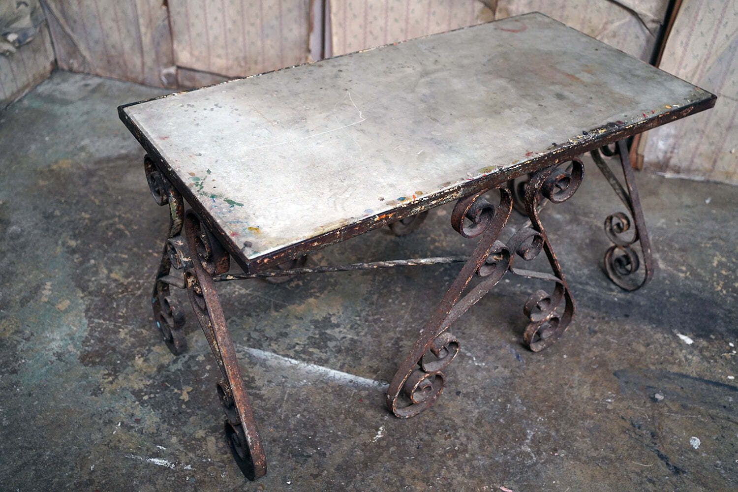 photo for sale A Late 19thc French Iron & Marble Pâtisserie Table