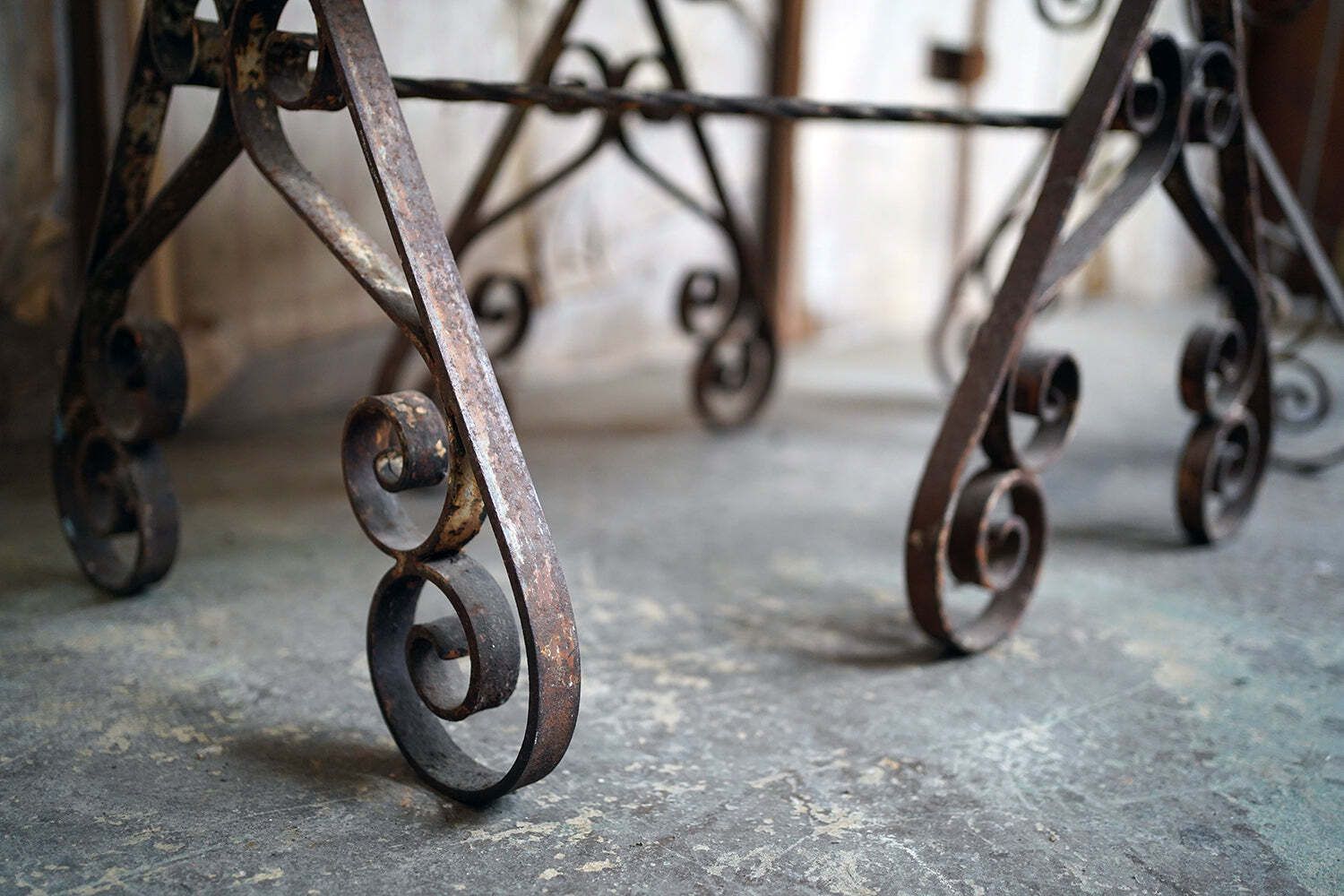 Furniture A Late 19thc French Iron & Marble Pâtisserie Table photo