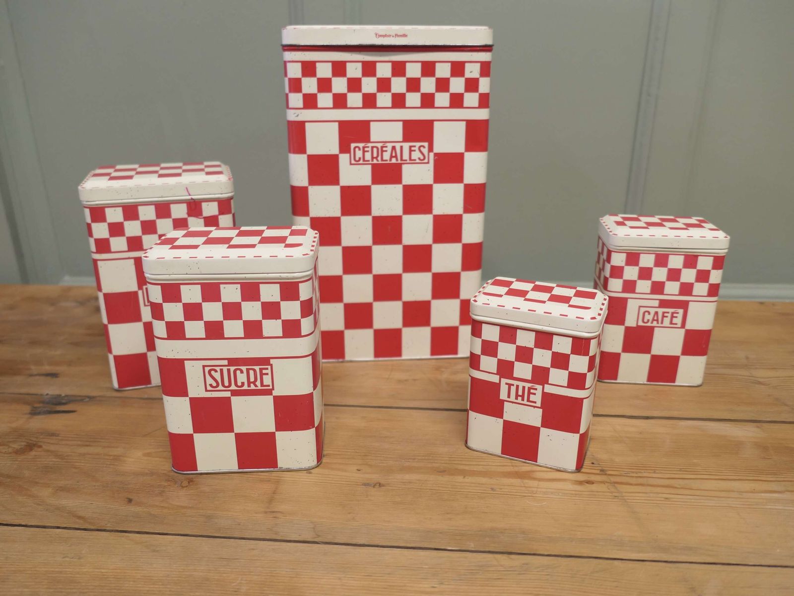 Lovely Set Of French Food Canisters Original French photo Home Decor