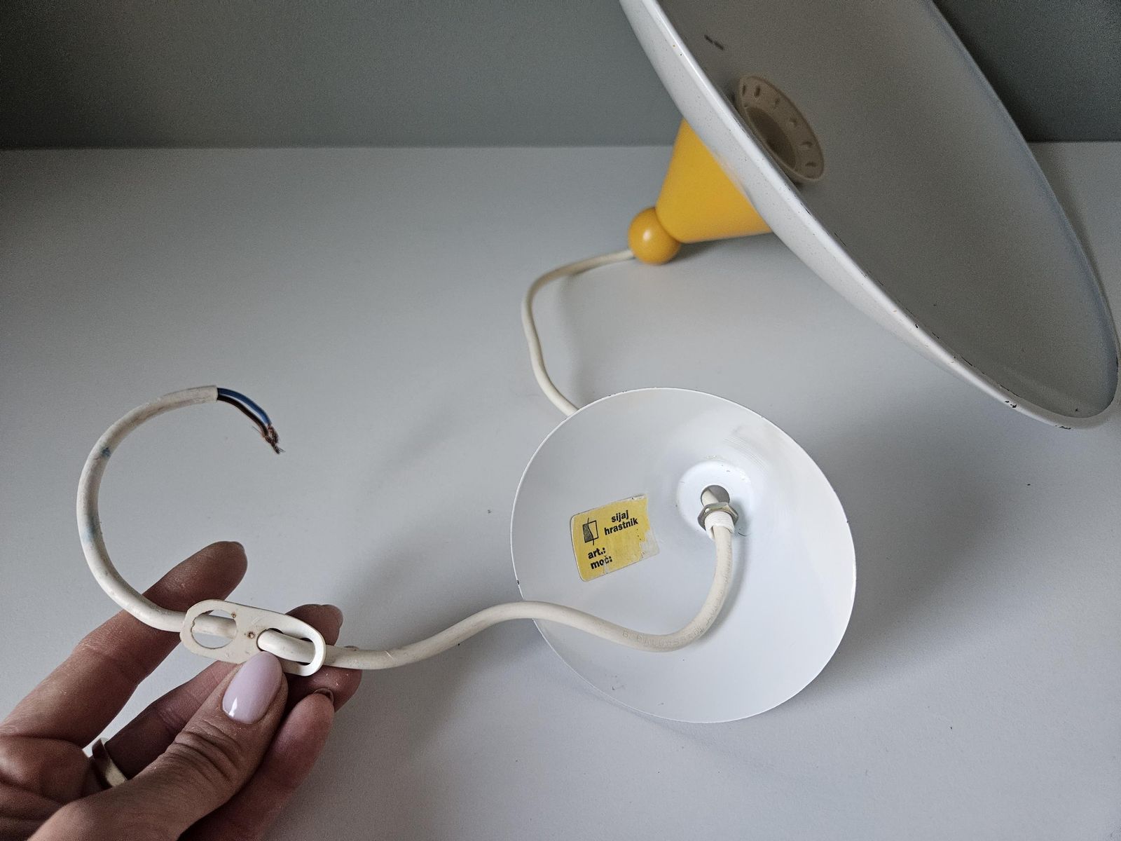 1 Of 2/ Vintage Modernist Pendant Lamp / Scandinavian Style Ceiling Light / Sijaj Hrastnik photo vintage