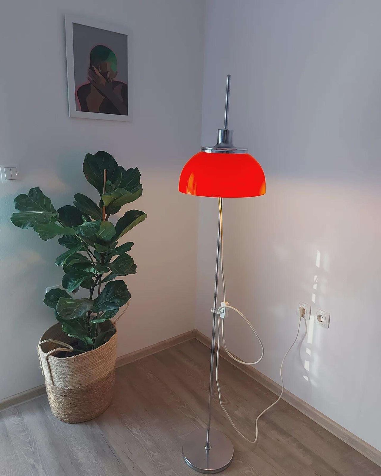Vintage Orange Mushroom Floor Lamp: Meblo Guzzini Space Age Lighting