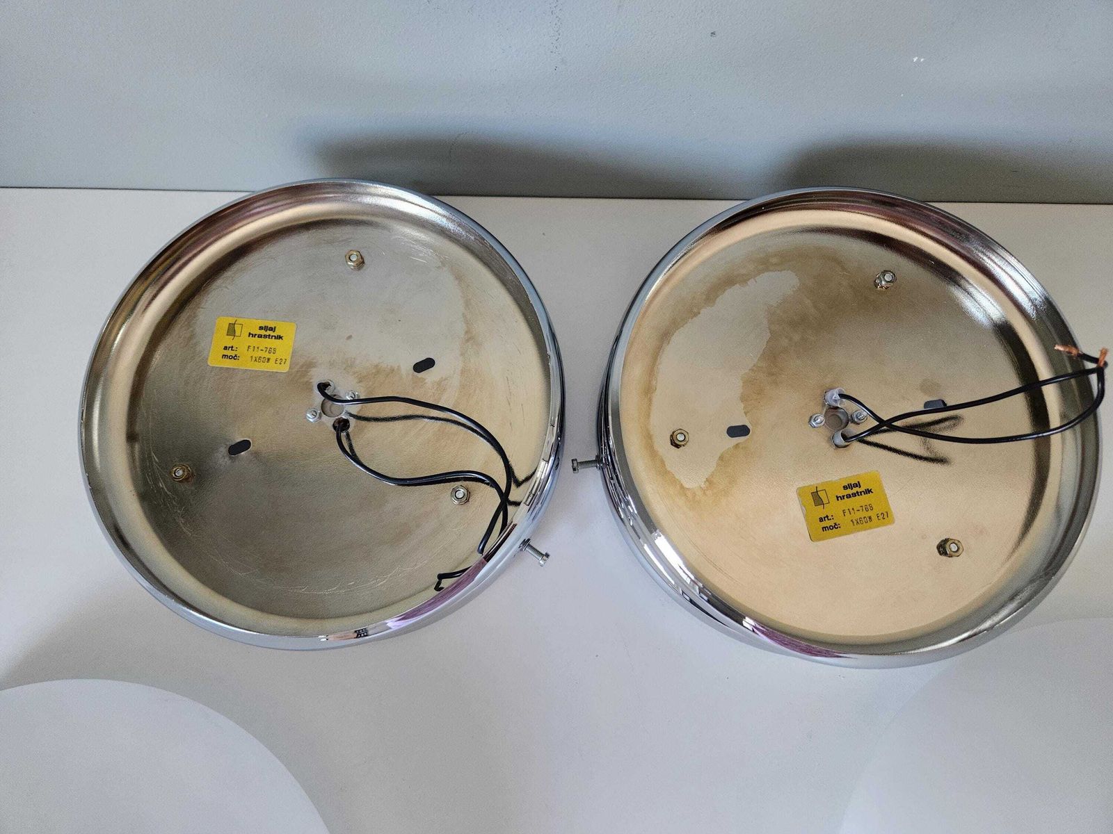 A Pair Of Mid Century Modern Mushroom Lamps: Flush Mount Ceiling Lights, Yugoslavia 80s Set photo buy