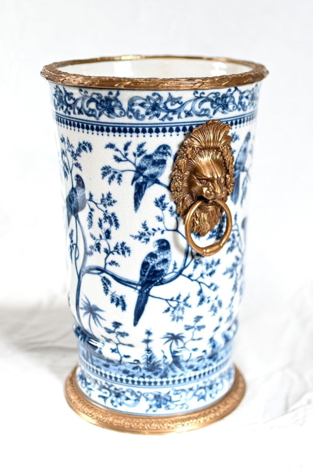 Blue And White Paris Porcelain Urns Gilt Planters Chinoiserie photo Home Decor