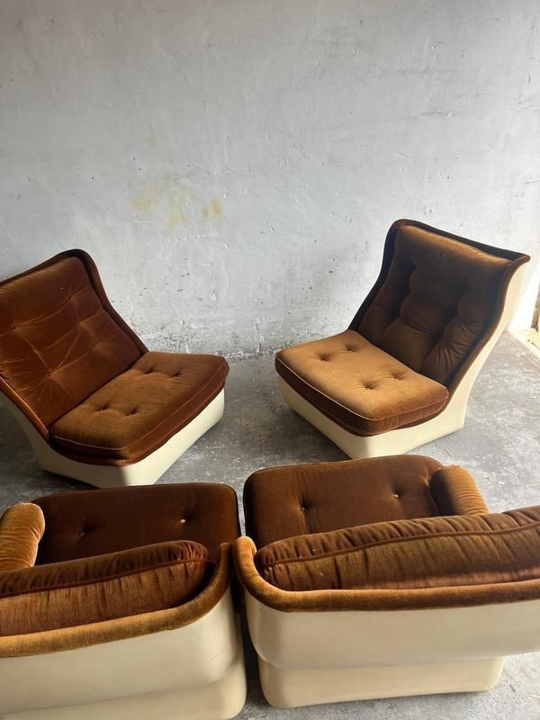 Modular Sofa In Brown Velvet From Airborne, 1970s, Set Of 4 photo furniture