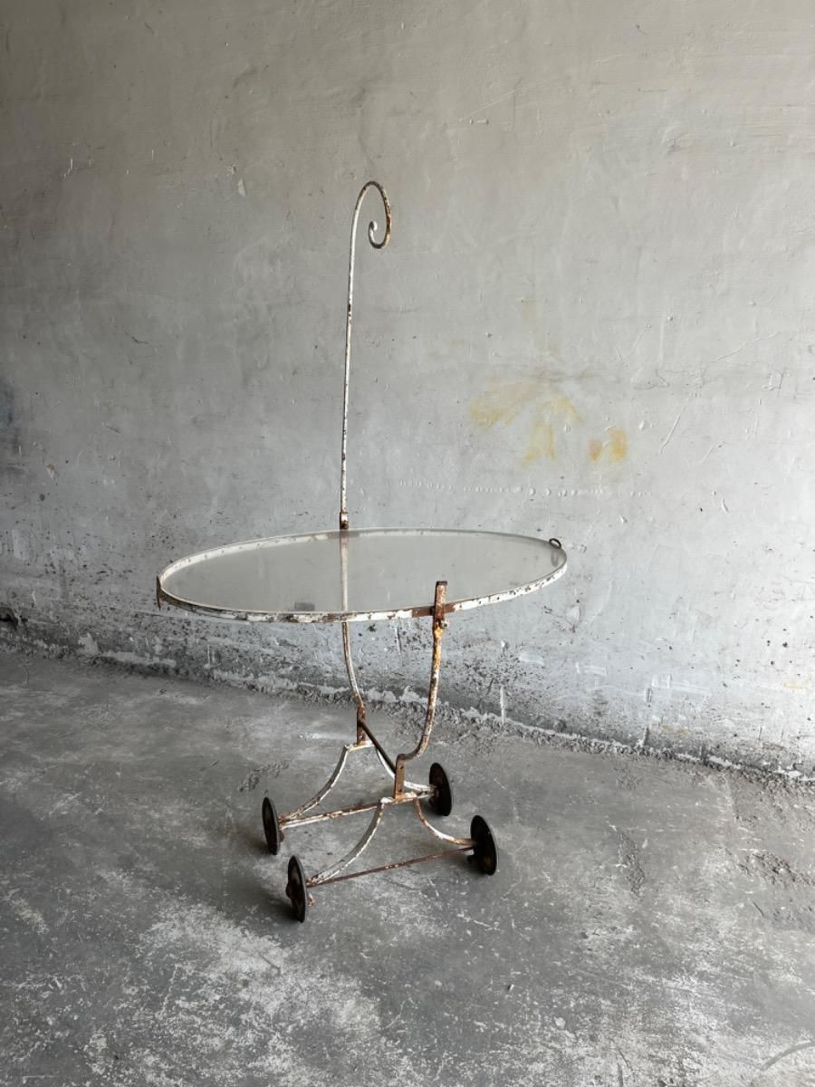 Vintage White Patina Iron Serving Trolley, 1950s photo vintage