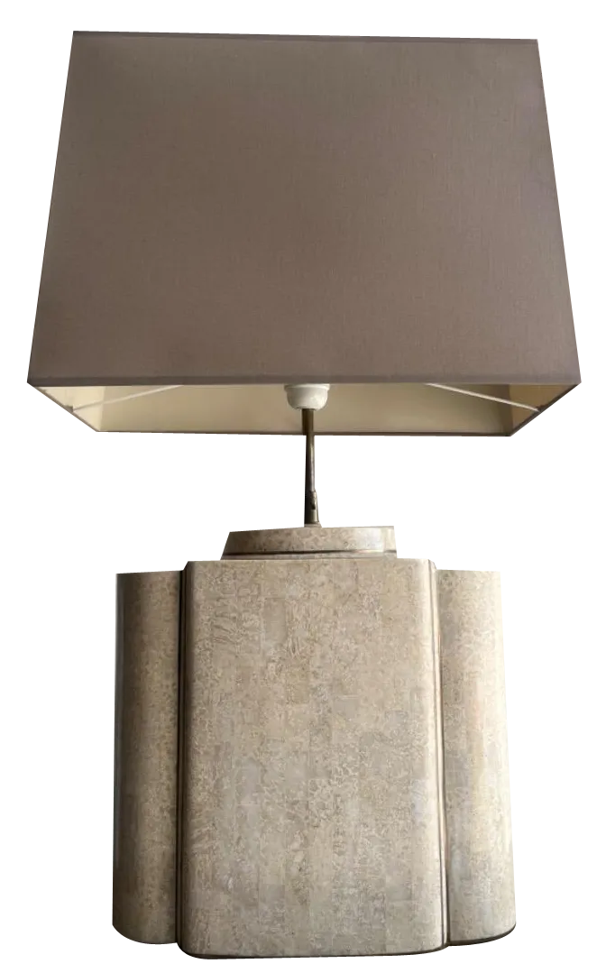 Architectural Table Lamps In Travertine And Brass In The Style Maison Jansen, 1970s, Set Of 2