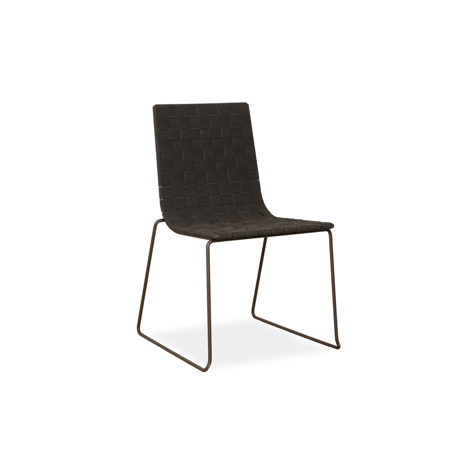 Andreu World Trenza Metal Chair Dark Grey Anthracite Brown Wicker