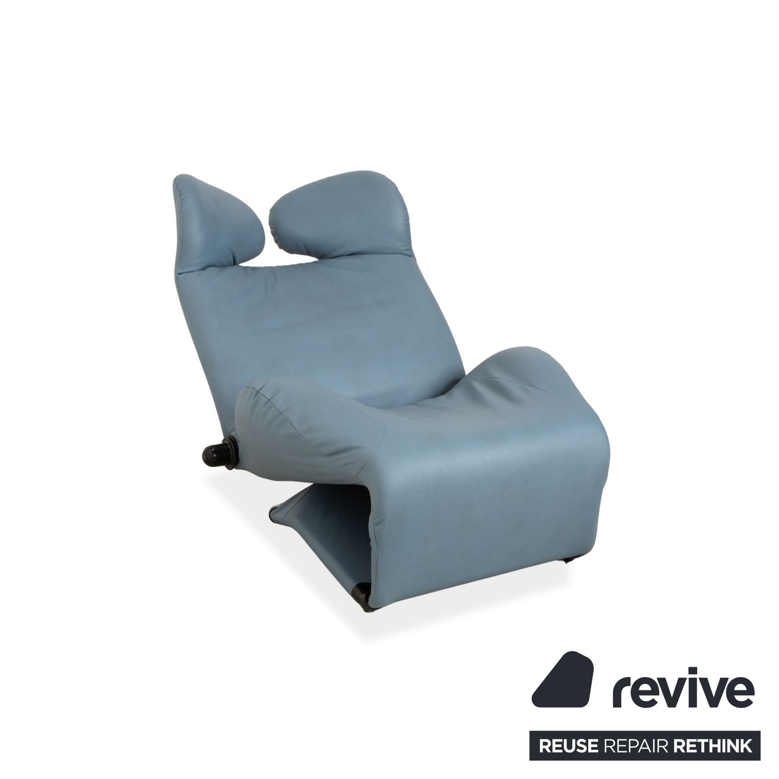 Cassina Wink Fauteuil, Veganistisch Leer, Blauwgrijs, Handmatige Functie, Opnieuw Bekleed photo 2570.0