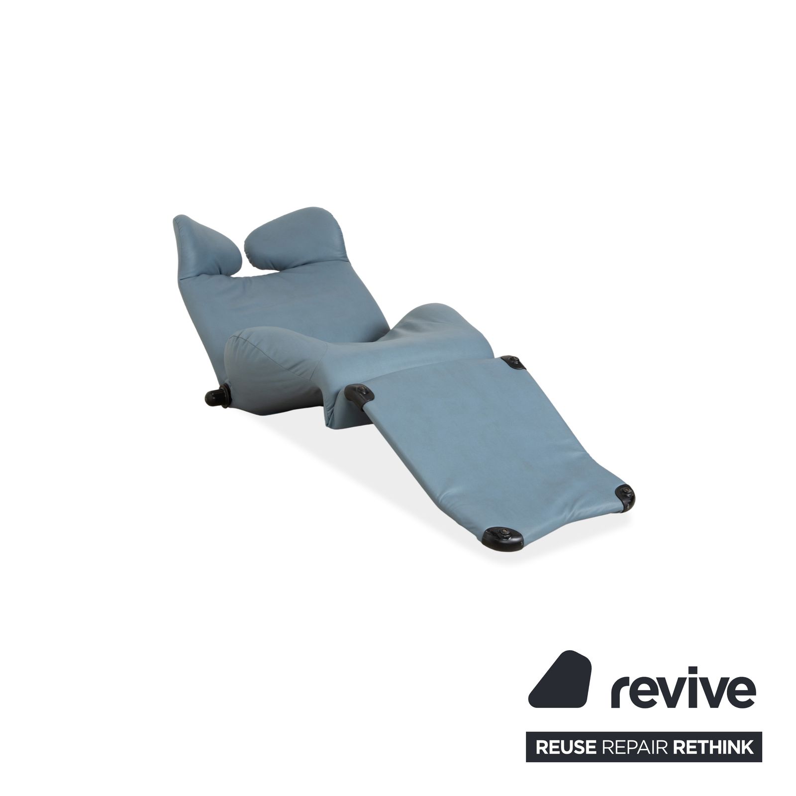 Cassina Wink Fauteuil, Veganistisch Leer, Blauwgrijs, Handmatige Functie, Opnieuw Bekleed photo vinterior