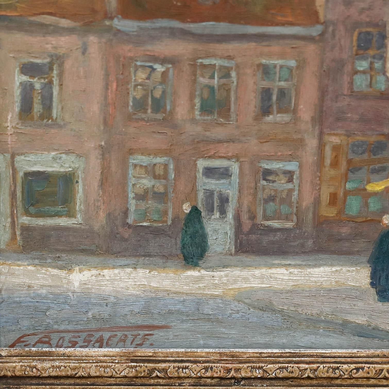 Francois Bossaerts (1879 1960) Early 20th Century Oil, A Street In Schaerbeek photo buy