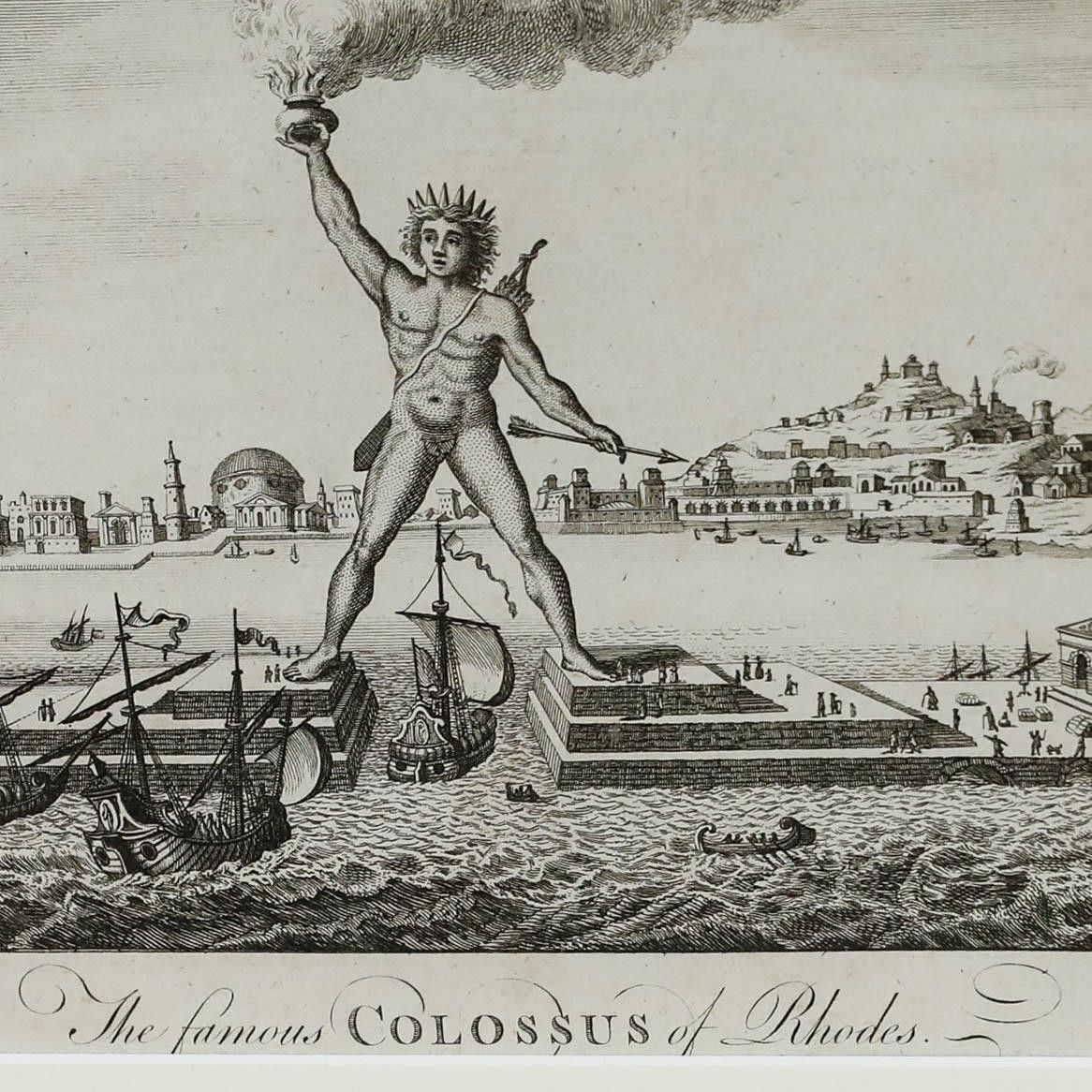 18th Century Engraving The Famous Colossus Of Rhodes photo Art