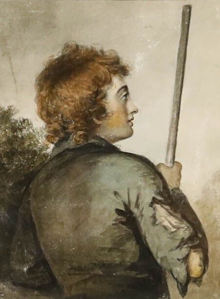 Late 19th Century Watercolour Shepherd Boy photo furniture