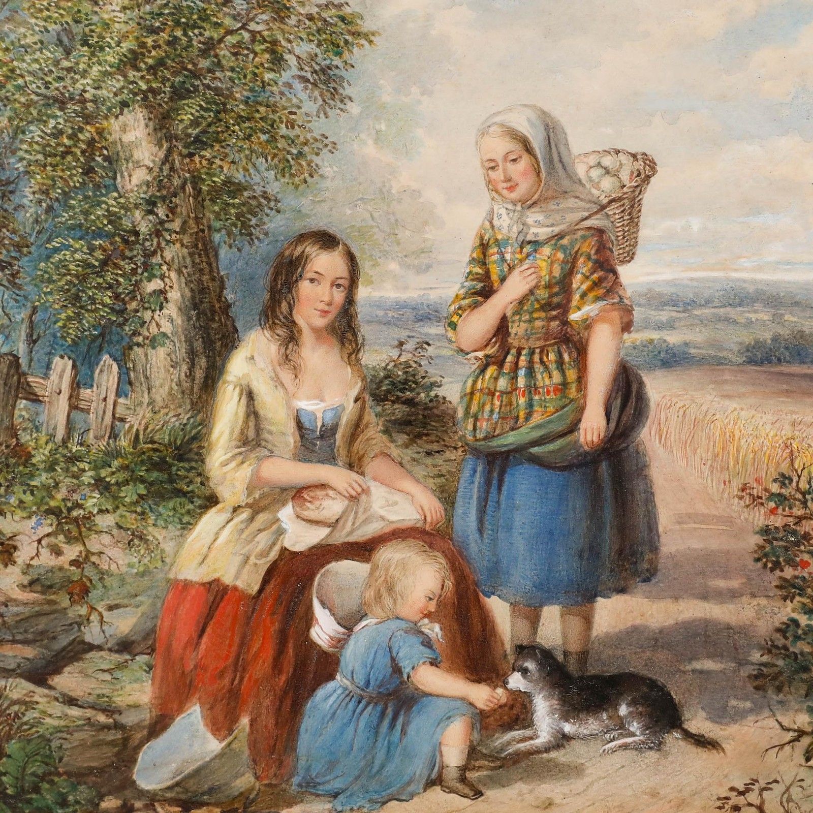 Circle Of Thomas Faed 19th Century Watercolour, Harvest Picnic photo Art