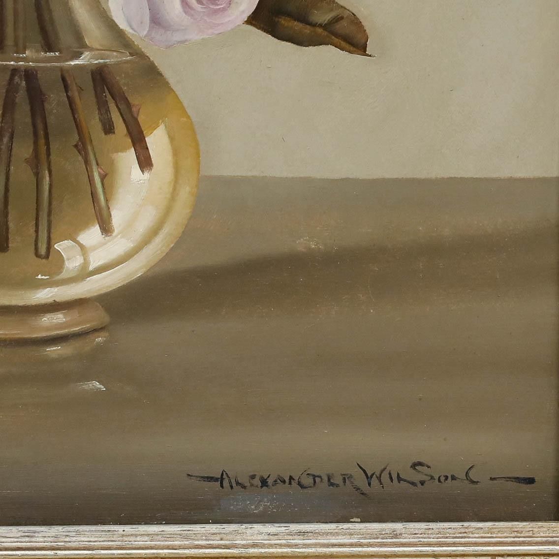 Alexander Wilson Framed Mid 20th Century Oil, Vase Of Roses photo vinterior