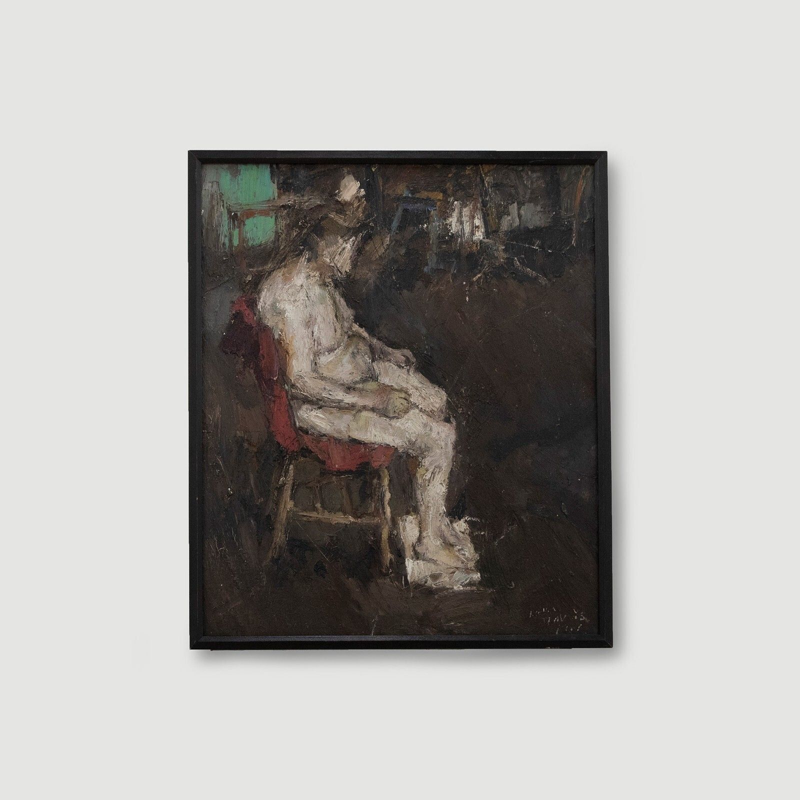 Trevor Jeavons 20th Century Oil, Seated Nude photo buy